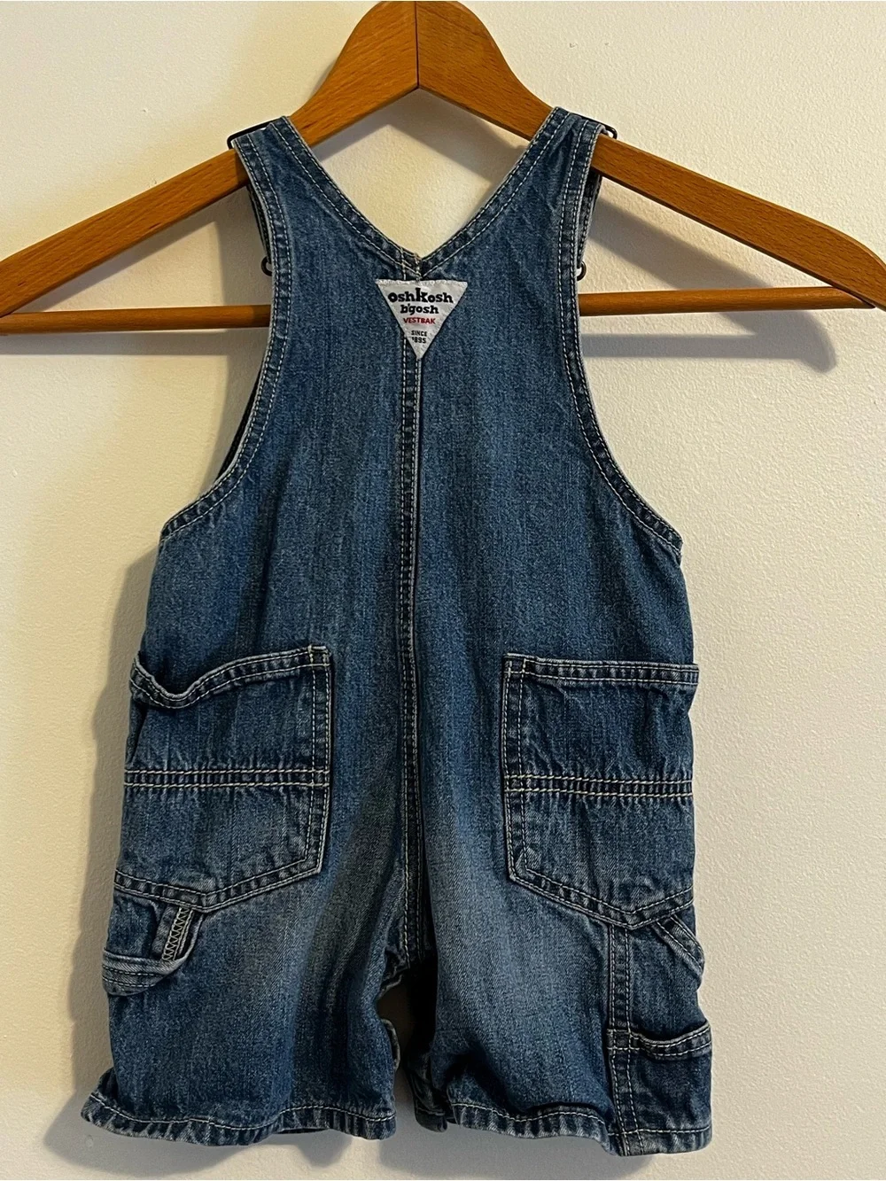 Vintage 90s OshKosh B’gosh Vestbak Blue Denim Jean Shortalls Overalls 18mo
